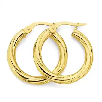 Angus & Coote 9ct gold 3x15mm twist hoop earrings offer