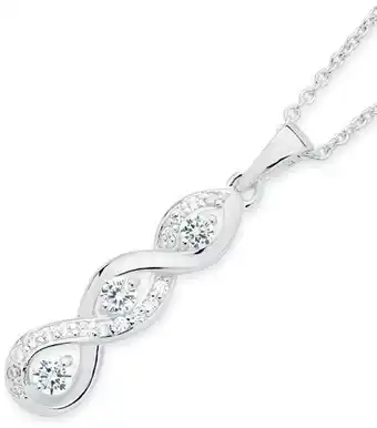 Sterling silver 3 cubic zirconia twist loop pendant