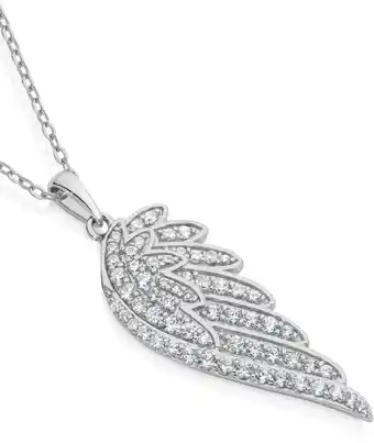 Angus & Coote Sterling silver cubic zirconia angel wing pendant offer