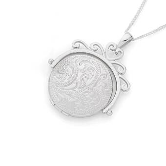 Angus & Coote Sterling silver engraved round locket offer