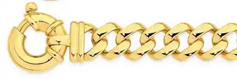 9ct gold 19cm solid square curb link bolt ring bracelet