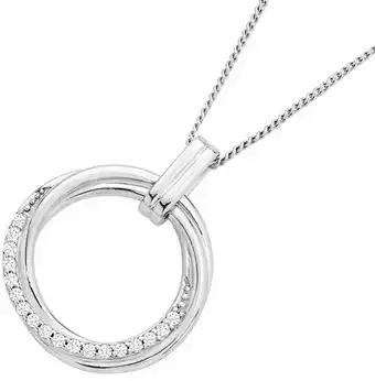 Angus & Coote Sterling silver cubic zirconia & plain entwined circle pendant offer