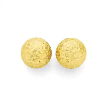 9ct gold 8mm diamond-cut ball stud earrings