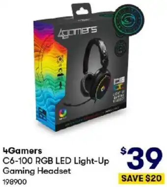 BIG W 4Gamers C6-100 RGB LED Light-Up Gaming Headset offer