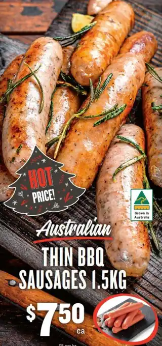 IGA THIN BBQ SAUSAGES 1.5KG offer