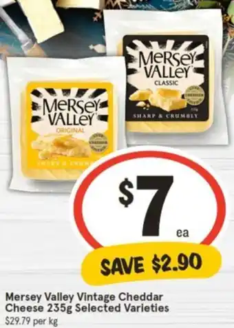 IGA Mersey Valley Vintage Cheddar Cheese 235g offer