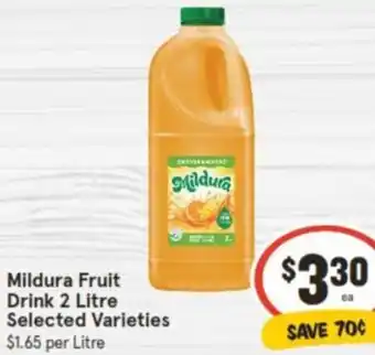 IGA Mildura Fruit Drink 2 Litre offer