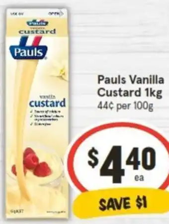 IGA Pauls Vanilla Custard 1kg offer