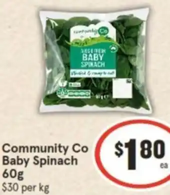 IGA Community Co Baby Spinach 60g offer