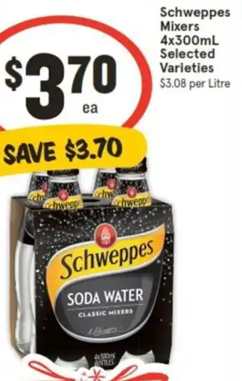 IGA Schweppes Mixers 4x300mL offer