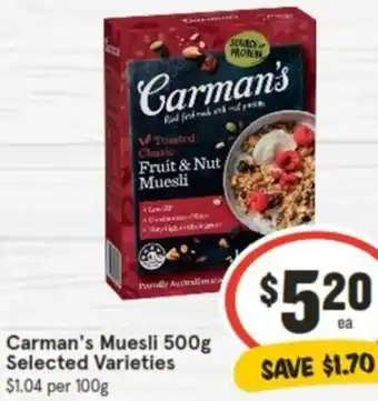 IGA Carman's Muesli 500g offer
