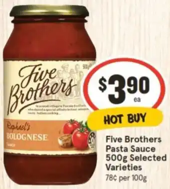 IGA Five Brothers Pasta Sauce 500g offer