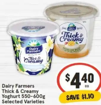 IGA Dairy Farmers Thick & Creamy Yoghurt 550-600g offer