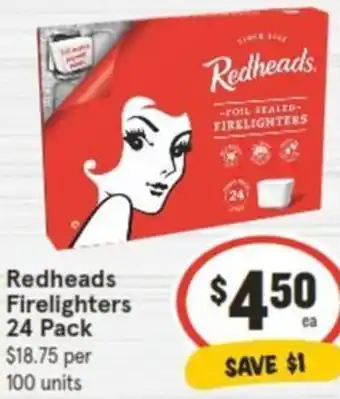 IGA Redheads Firelighters 24 Pack offer
