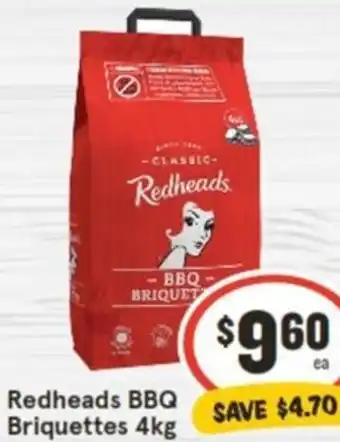 IGA Redheads BBQ Briquettes 4kg offer
