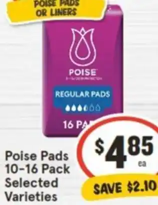 IGA Poise Pads 10-16 Pack offer