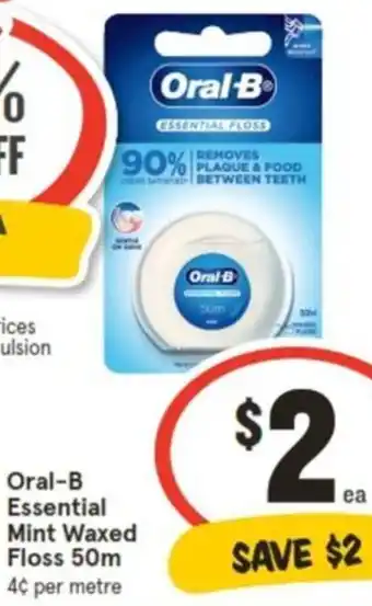IGA Oral-B Essential Mint Waxed Floss 50m offer