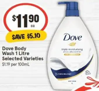 IGA Dove Body Wash 1 Litre offer