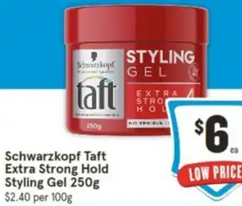 IGA Schwarzkopf Taft Extra Strong Hold Styling Gel 250g offer