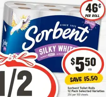 IGA Sorbent Toilet Rolls 12 Pack offer
