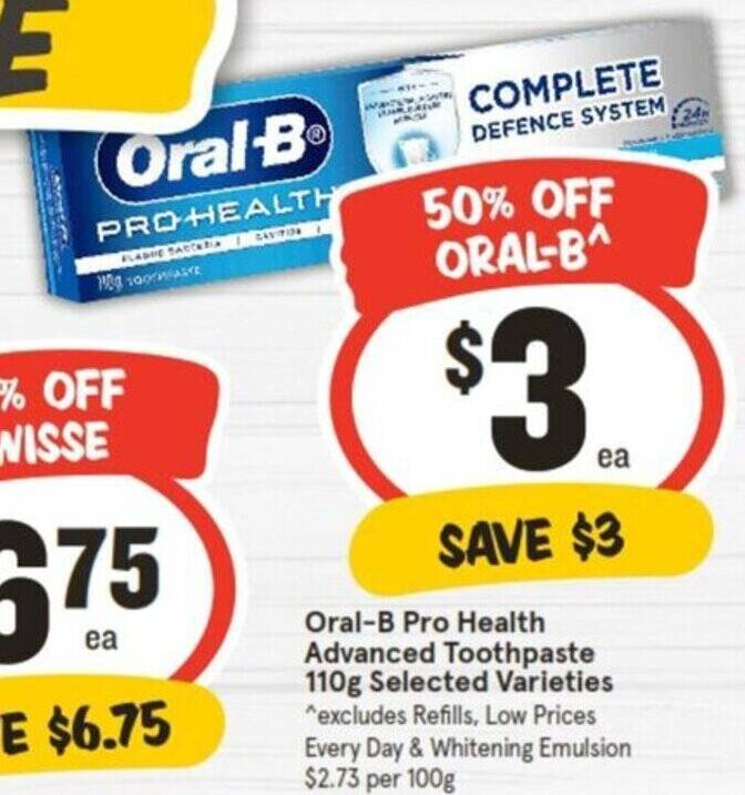 OralB Pro Health Advanced Toothpaste 110g offer at IGA