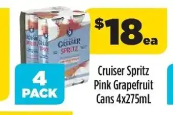 Liquorland Cruiser Spritz Pink Grapefruit Cans 4x275ml offer