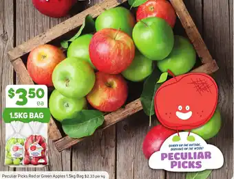 Foodland Peculiar Picks Red or Green Apples 1.5kg Bag offer