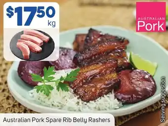 Foodland Australian Pork Spare Rib Belly Rashers offer