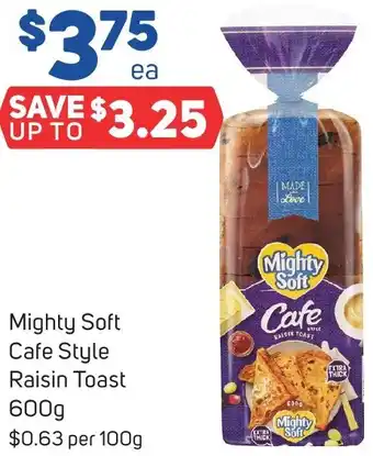 Foodland Mighty Soft Cafe Style Raisin Toast 600g offer