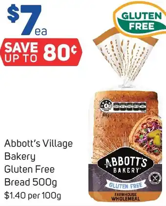 Foodland Abbott's Village Bakery Gluten Free Bread 500g offer