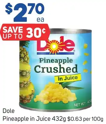 Foodland Dole Pineapple in Juice 432g offer