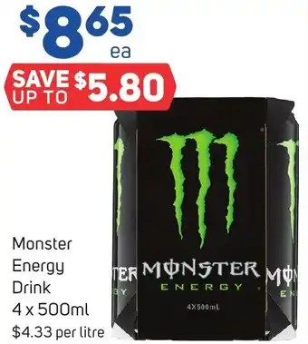 Foodland Monster Energy Drink 4 x 500ml offer