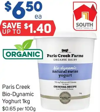 Foodland Paris Creek Bio-Dynamic Yoghurt 1kg offer