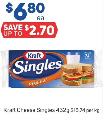 Foodland Kraft Cheese Singles 432g offer