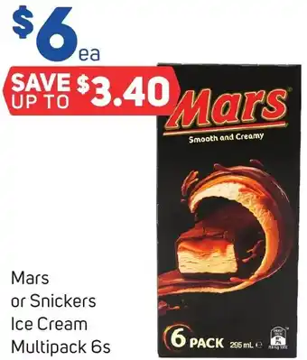 Foodland Mars or Snickers Ice Cream Multipack 6s offer