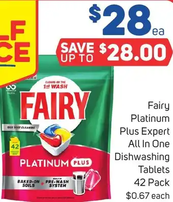 Foodland Fairy Platinum Plus Expert All In One Dishwashing Tablets 42 Pack offer