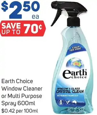 Earth Choice Window Cleaner or Multi Purpose Spray 600ml