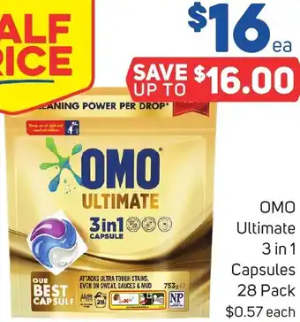 Foodland OMO Ultimate 3 in 1 Capsules 28 Pack offer