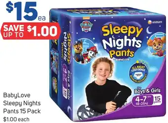 Foodland BabyLove Sleepy Nights Pants 15 Pack offer