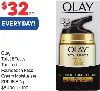 Foodland Olay Total Effects Touch of Foundation Face Cream Moisturiser SPF 15 50g offer