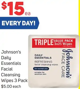 Foodland Johnson's Daily Essentials Facial Cleansing Wipes offer