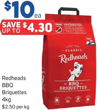 Foodland Redheads BBQ Briquettes 4kg offer