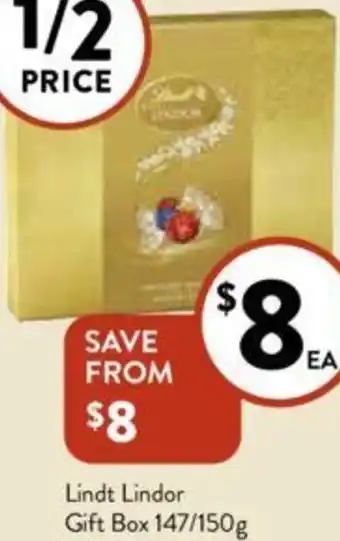 Foodworks Lindt Lindor Gift Box 147/150g offer