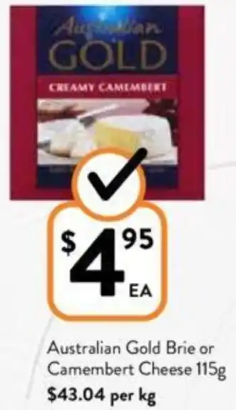Australian Gold Brie or Camembert Cheese 115g