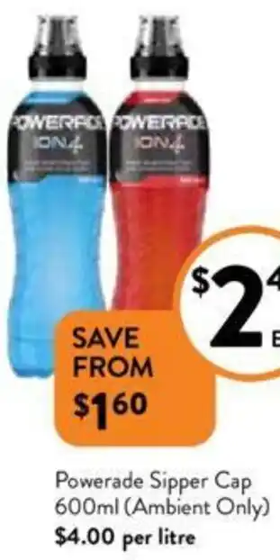 Foodworks Powerade Sipper Cap 600ml offer