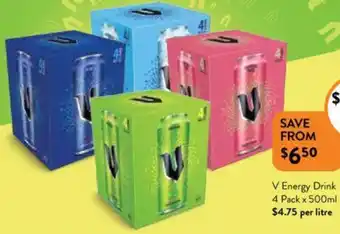 Foodworks V Energy Drink 4 Pack x 500ml offer