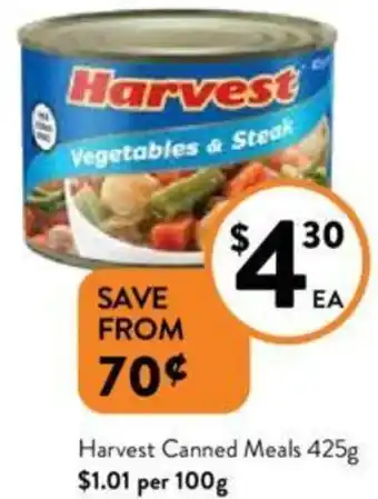 Foodworks Harvest Canned Meals 425g offer