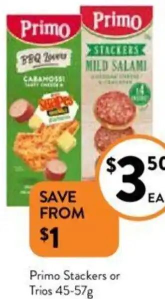 Foodworks Primo Stackers or Trios 45-57g offer