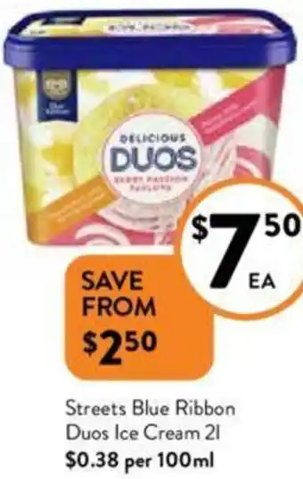 Foodworks Streets Blue Ribbon Duos Ice Cream 2l offer