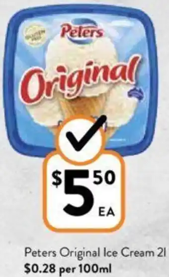 Foodworks Peters Original Ice Cream 2l offer